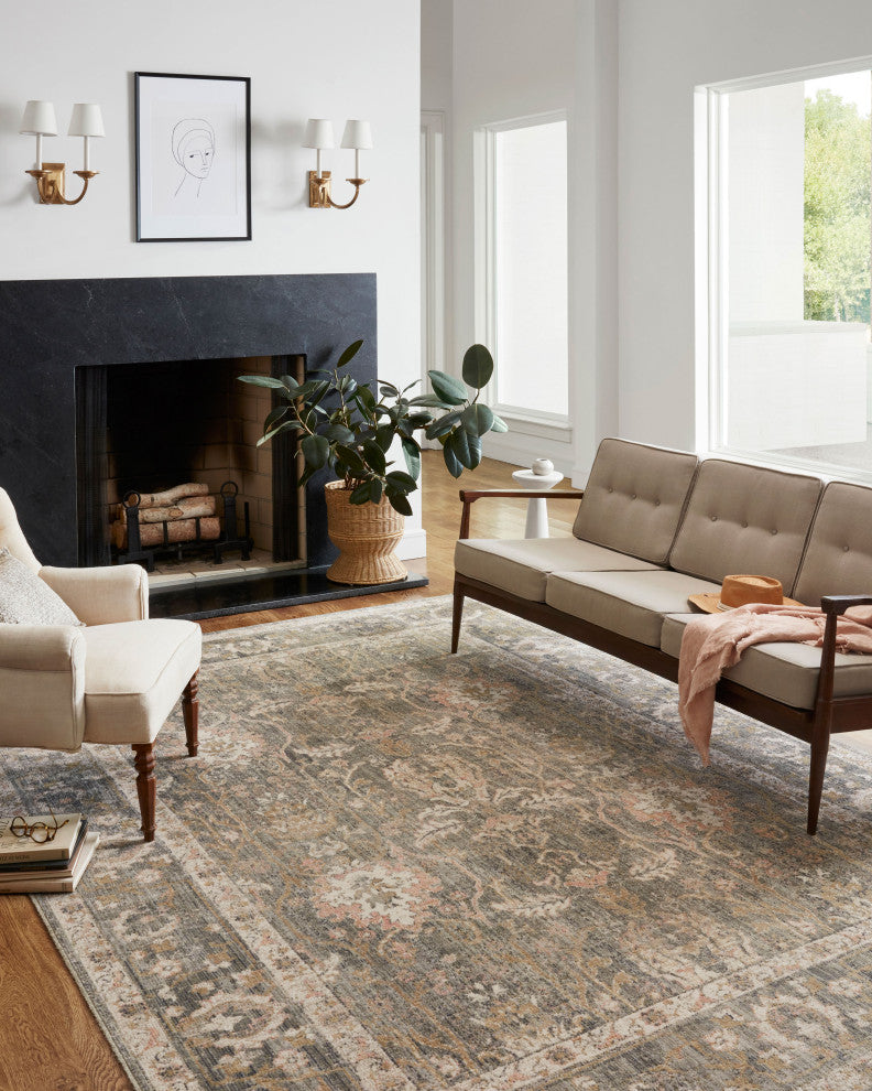 Chris Loves Julia x Loloi Rosemarie Area Rug, Sage/Blush, 7'-9" X 7'-9" Round