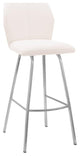 Tandy White Faux Leather and Brushed Stainless Steel 26" Counter Stool