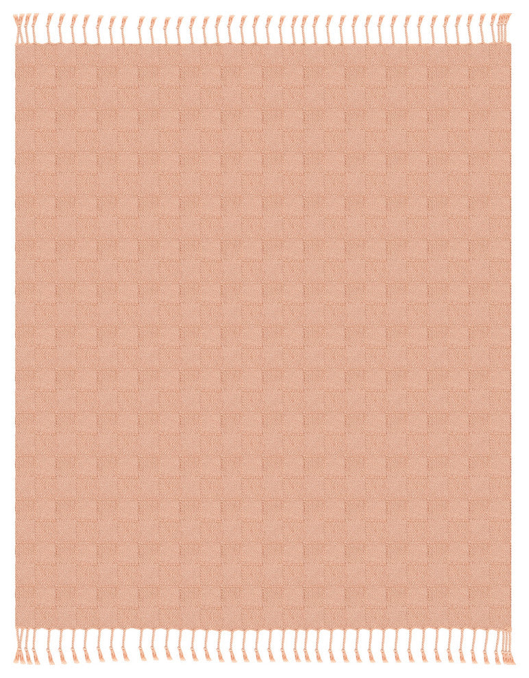 Diamonds Fringe Throw Blanket, Peach