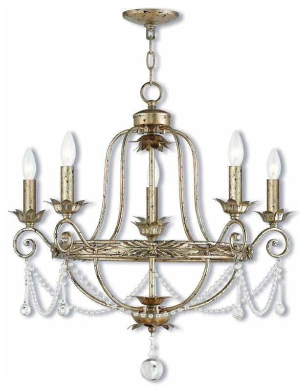 Sophia 5-Light Chandelier, Winter Gold