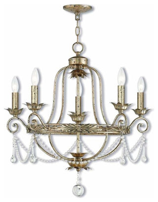 Sophia 5-Light Chandelier, Winter Gold