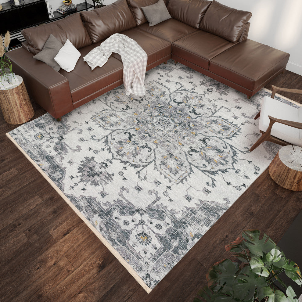Indoor/Outdoor Marbella MB3 Linen Machine Washable 3' x 5' Rug