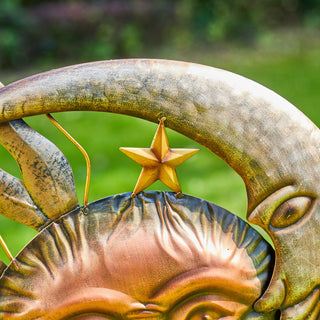 36.25"H Metal Sun and Moon Yardstake or Wall Decor