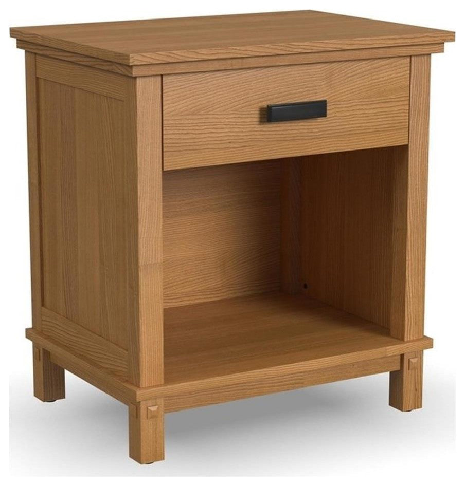 Pemberly Row 1-Drawer Traditional Wood Nightstand in Brown Finish