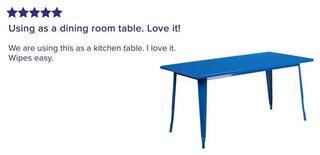 Bowery Hill 31.5" x 63" Metal Dining Table in Blue