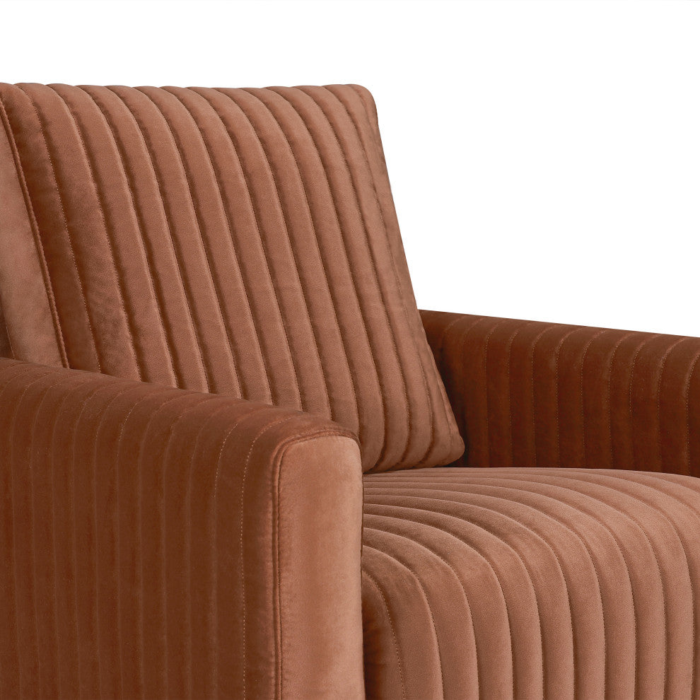 Poe Channeled Swivel Glider, Water Repellent and Stain Resistant, Rust Velvet