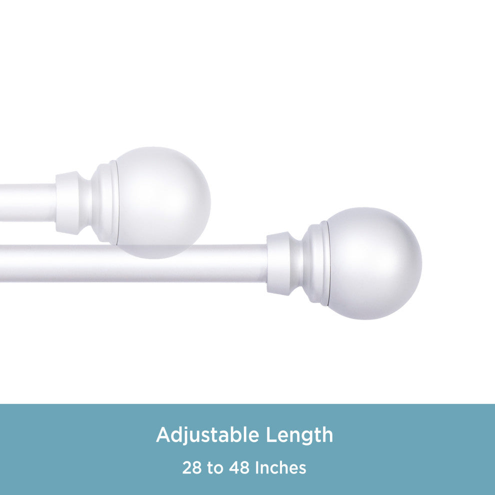 KenneyÂ® Mae 5/8" Standard Decorative Window Curtain Rod, Satin Nickel, 28-48