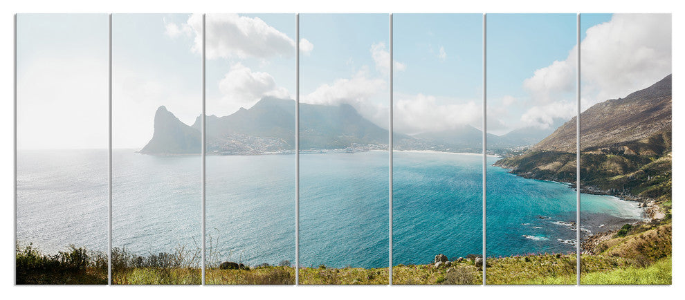 Hout Bay from Chapman Peak, Seashore Photo Canvas Art Print, 83"x32", 7 Panels