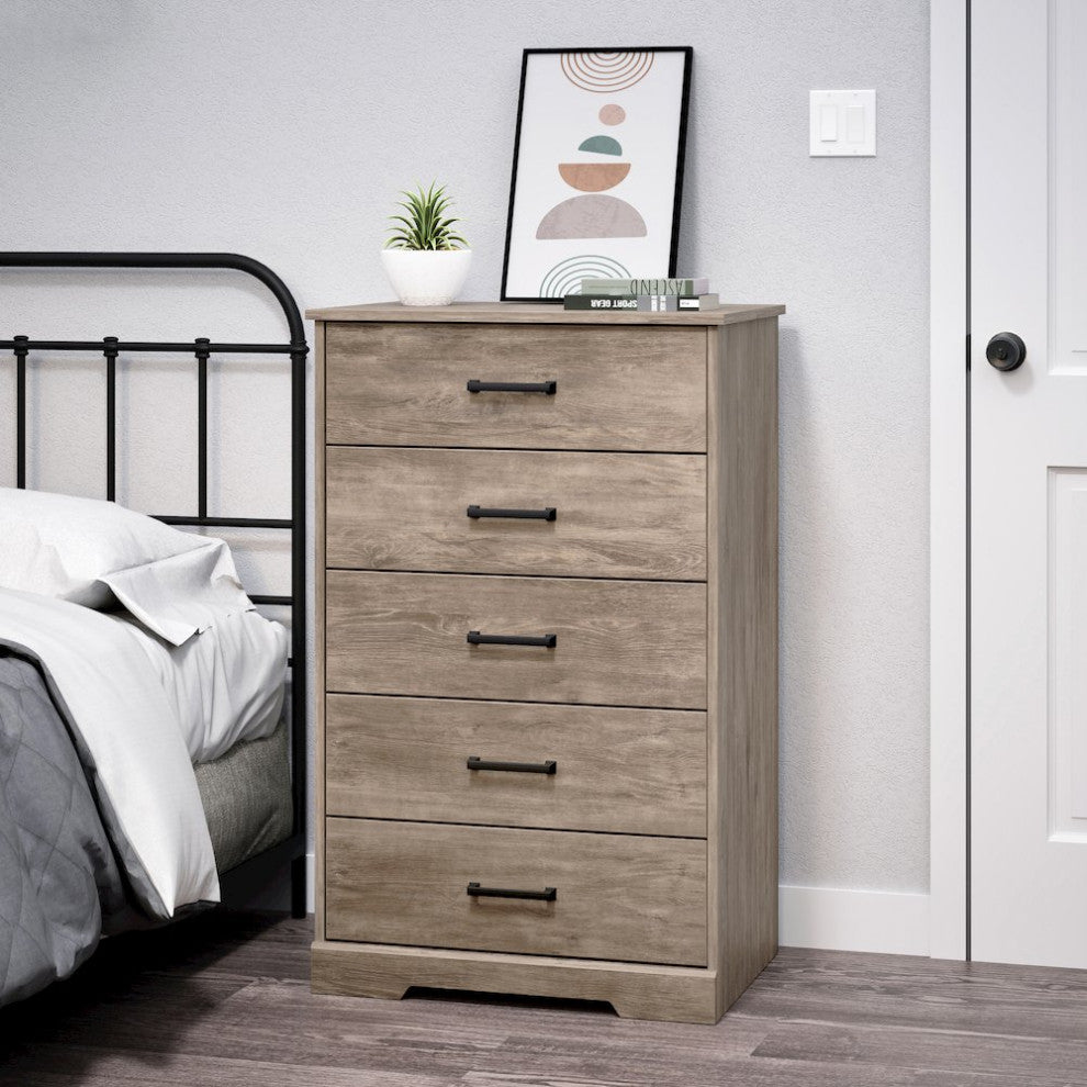Rustic Ridge Brown 5 Drawer 18.5D x 27.5W x 43.5H Dresser