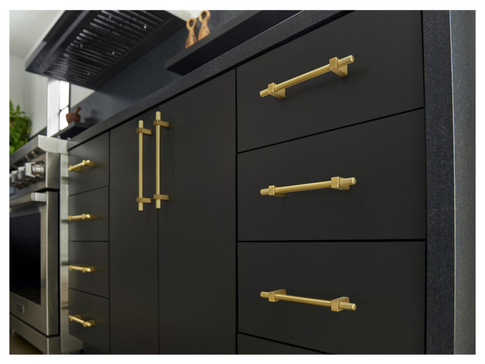 Jeffrey Alexander 698-12 Larkin Outer Knurled 12" Center to - Satin Nickel