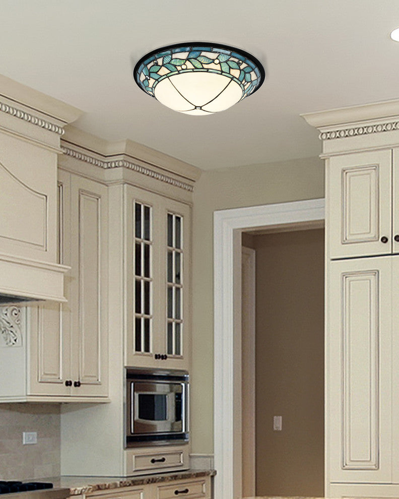 Green Leaves Dome Flush Mount
