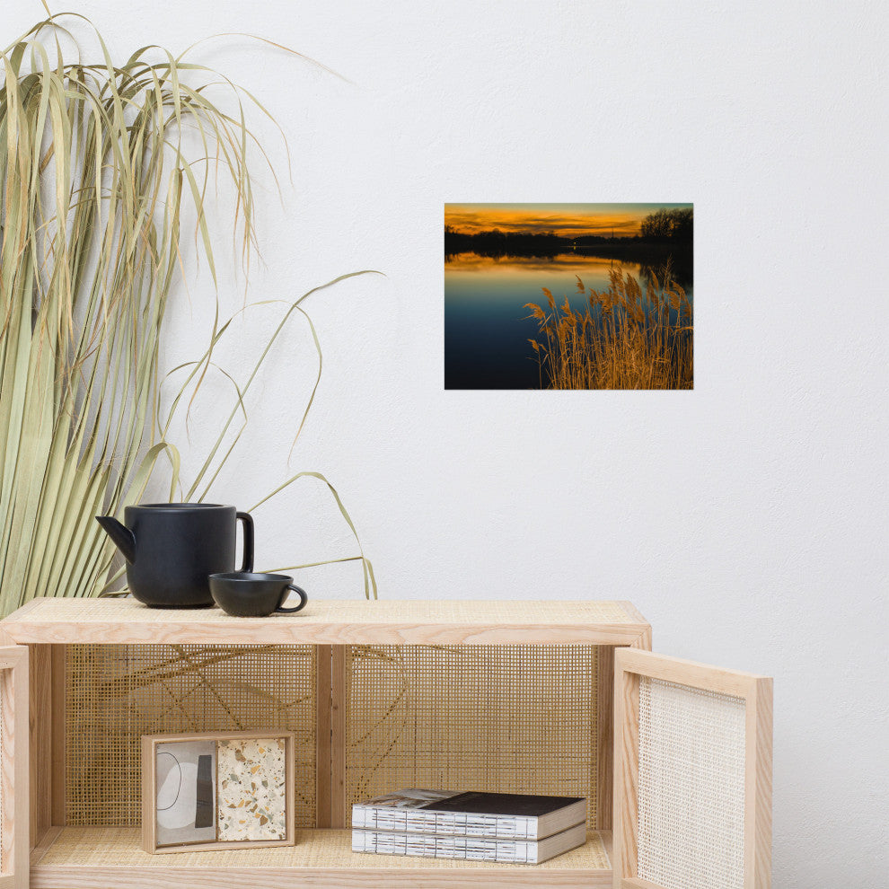 Farmhouse Art Decor: Sunset Reedy Point Landscape Photo Unframed Print, 12" X 16"