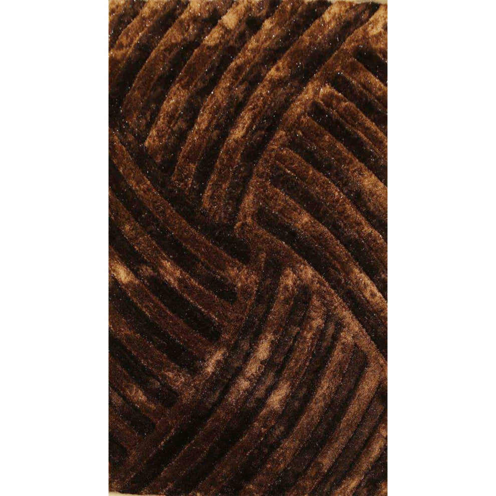 2 x 8 Dark Brown Geometric Illusion Runner Rug