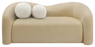 Kali Faux Shearling Teddy Fabric Upholseterd  Loveseat, Beige