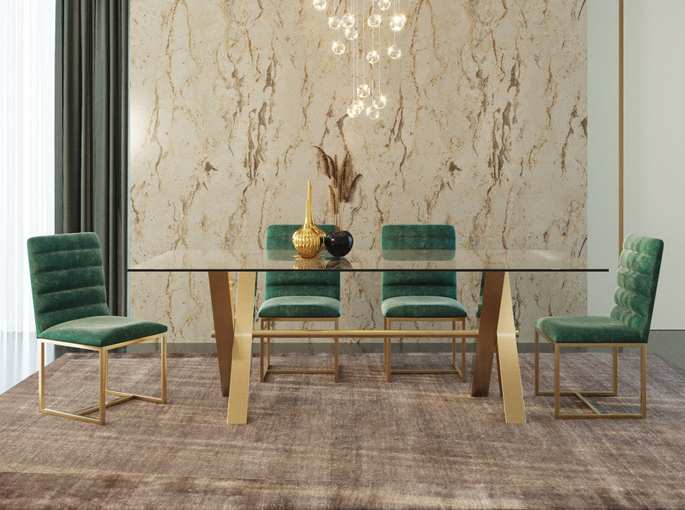 Modrest Dandy Golden and Glass Dining Table
