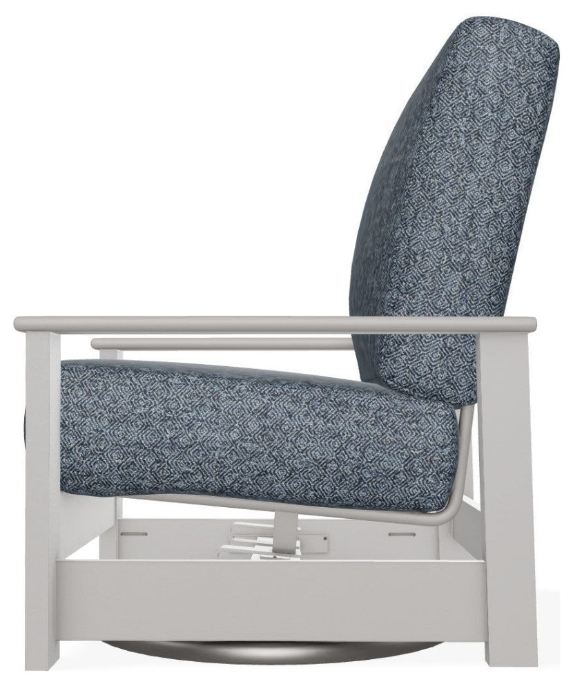 Leeward Deep Seat Outdoor Hidden Swivel Rocker, Restore Indigo/Warm Gray