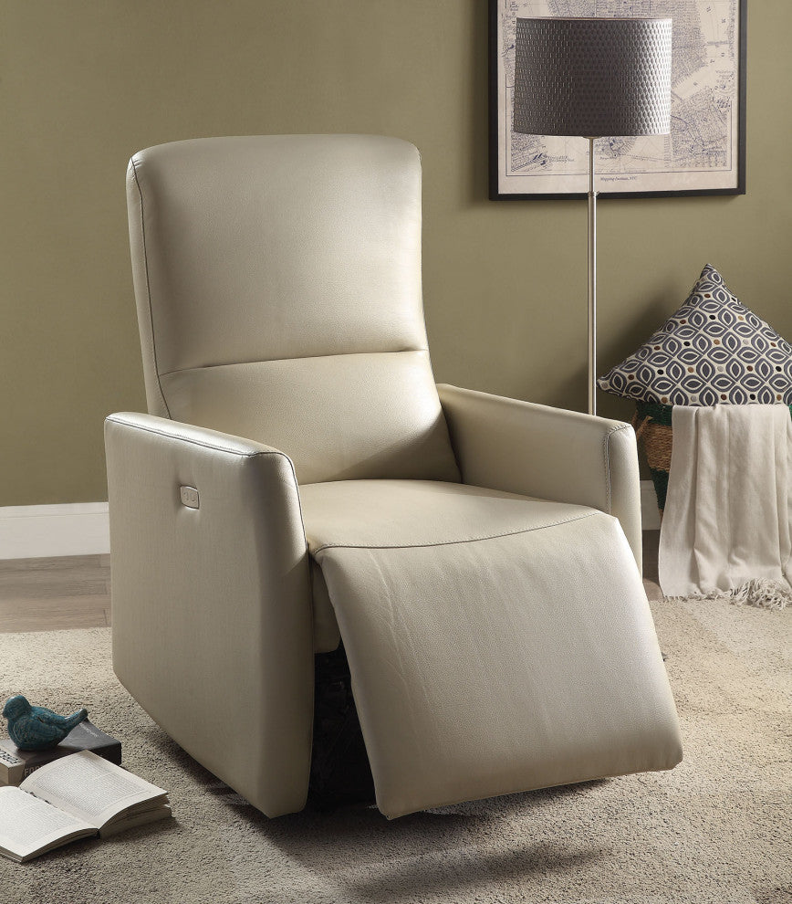 HomeRoots 28" X 37" X 40" Beige Leather-Aire Power Motion Recliner