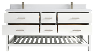 Parker 72 Double Sink Bath Vanity in White 1.5" White Quartz