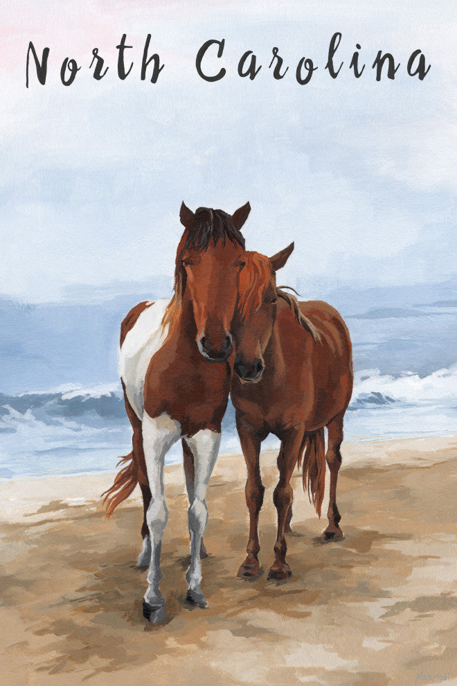 "Beach Horse" Painting Print on Wrapped Canvas, 8x12