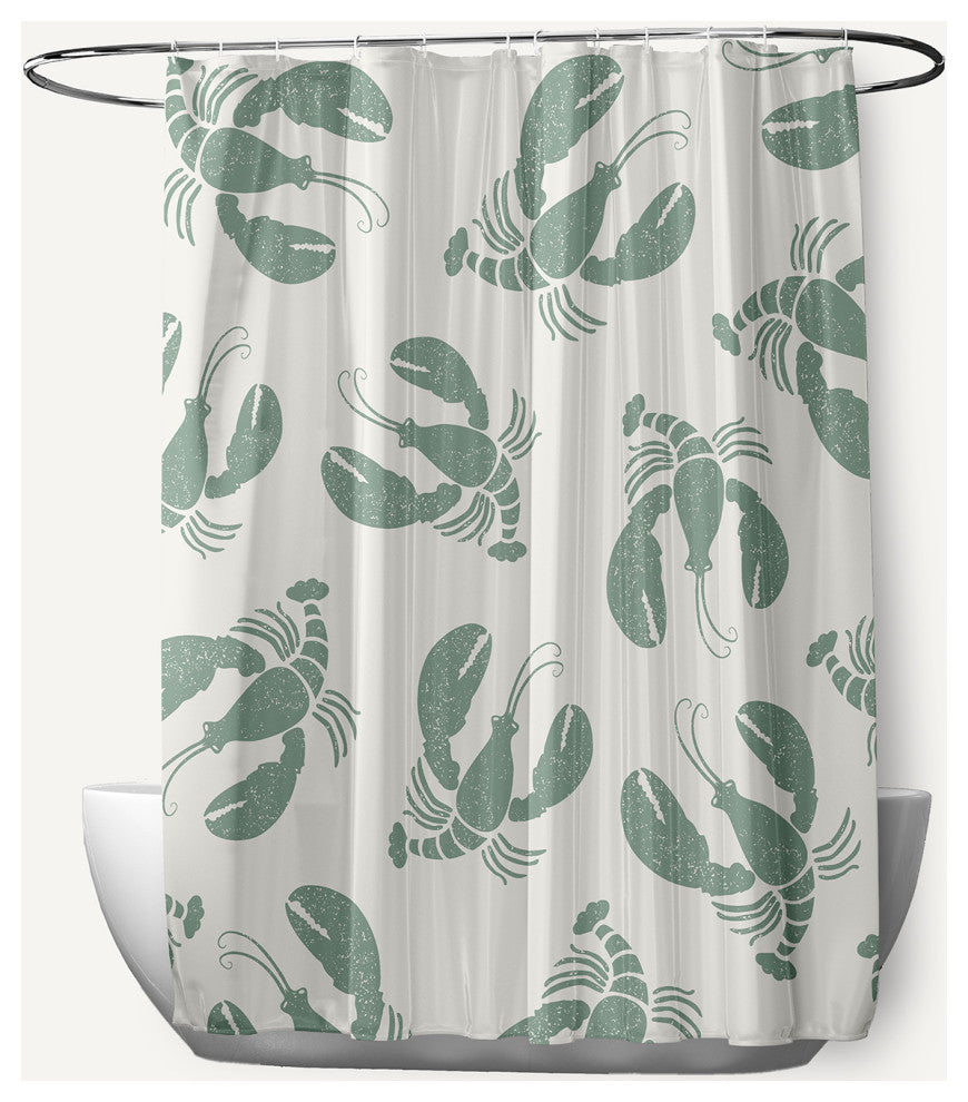 Lobster Fest Sage 70" w x 73" h Shower Curtain