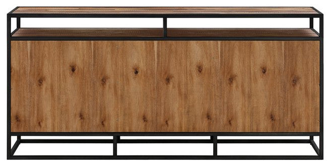 Industrial Rustic Sideboard, Acacia Wood Frame With Floating Top & Ample Storage