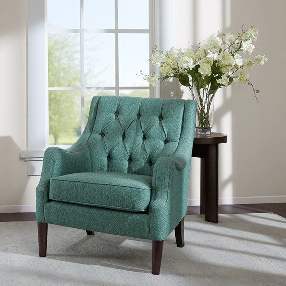 Madison Park Qwen Button Tufted Chair, Teal