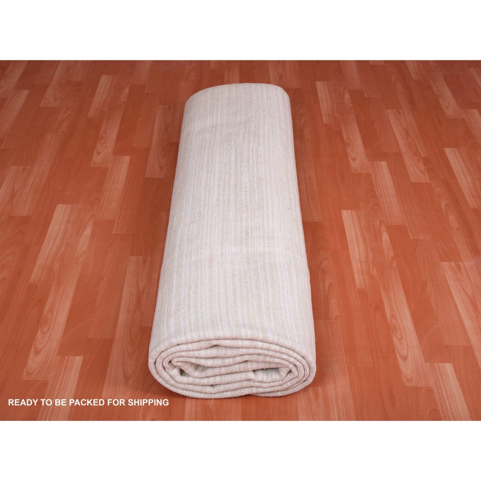 Ivory, Gabbeh Design, Silk with Textured Wool Hand Knotted Rug, 9'1" x 12'0"