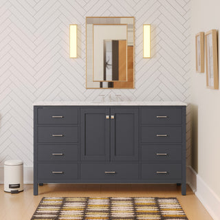 Horizon 60" Single Bathroom Vanity Top, Marine Gray, Engineered Carrara