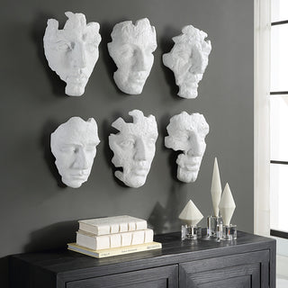 Self-Portrait White Mask Wall Decor, Set/6"