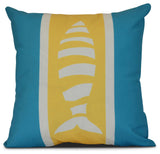 Puzzle Fish, Animal Print Pillow, Turquoise, 16"x16"