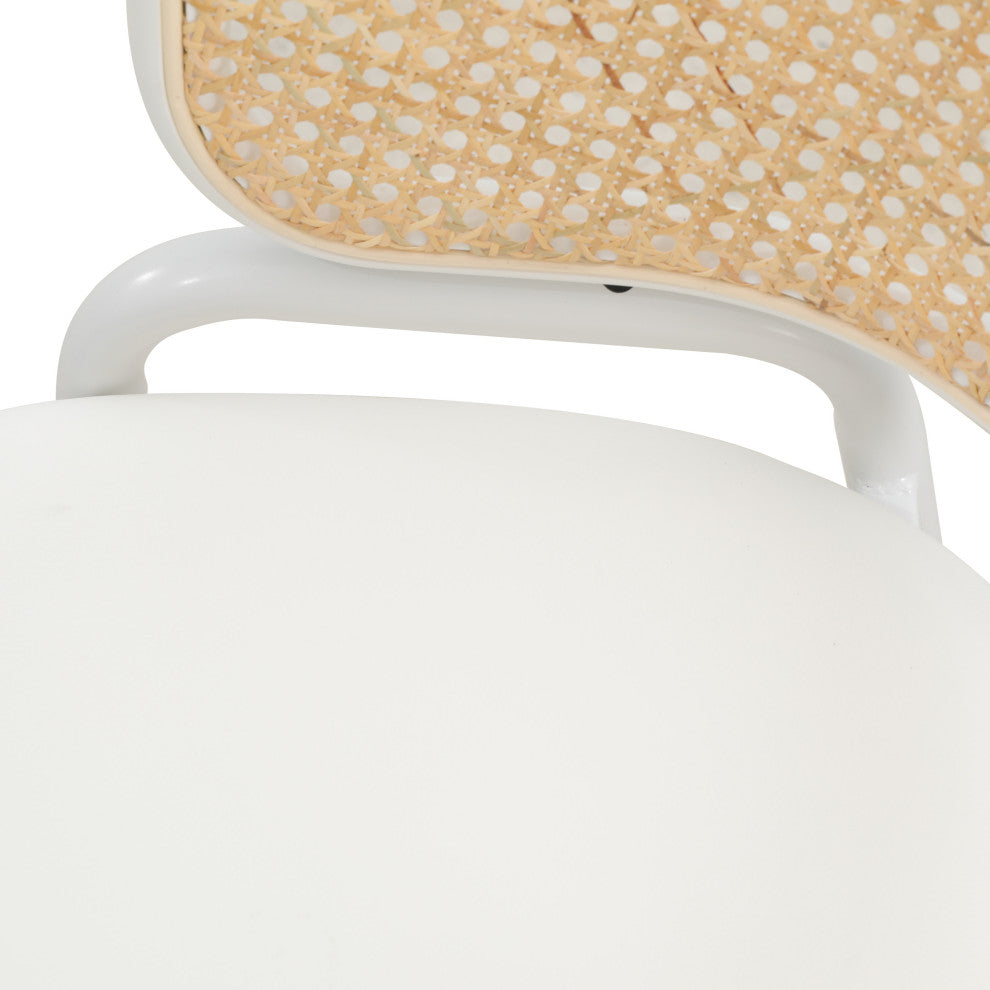 LeisureMod Ervilla Dining Armchair With White Steel Base Set of 4, White