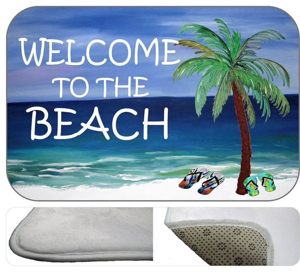 Welcome To The Beach Plush Bath Mat, 20"x15"
