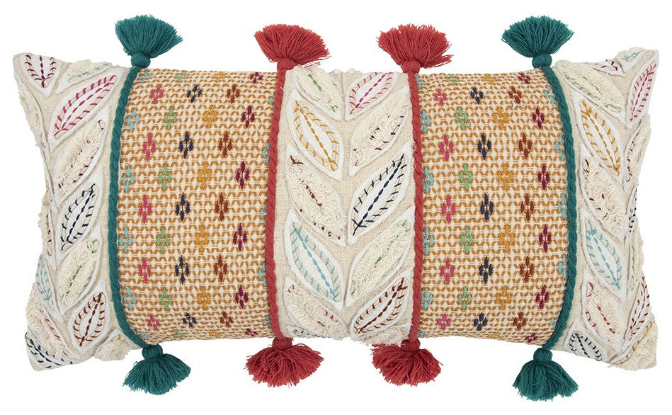 Multicolored Ornate Panel Lumbar Pillow