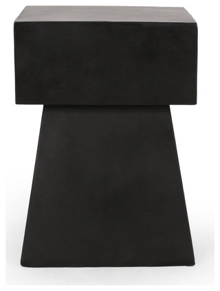 Khalid Outdoor Modern Side Table, Matte Black