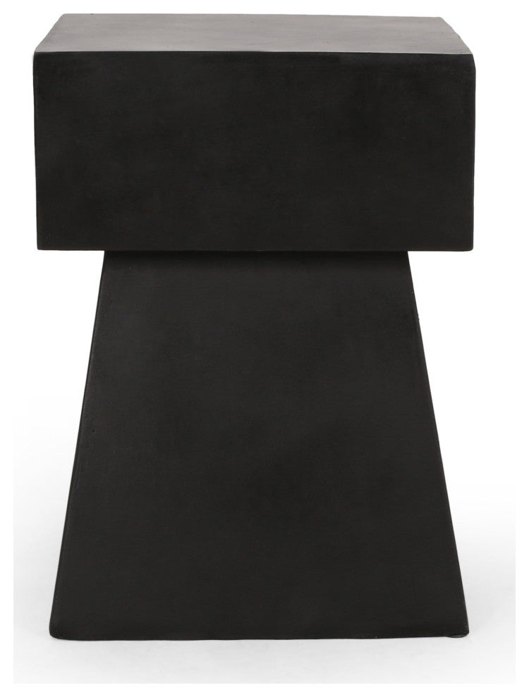 Khalid Outdoor Modern Side Table, Matte Black