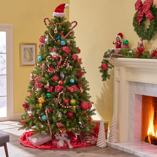 7' Mixed Spruce Artificial Christmas Tree, Pre-Lit Multi-Colored