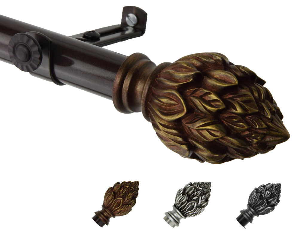Pine 13/16" Diameter Curtain Rod, Cocoa, 18-28"