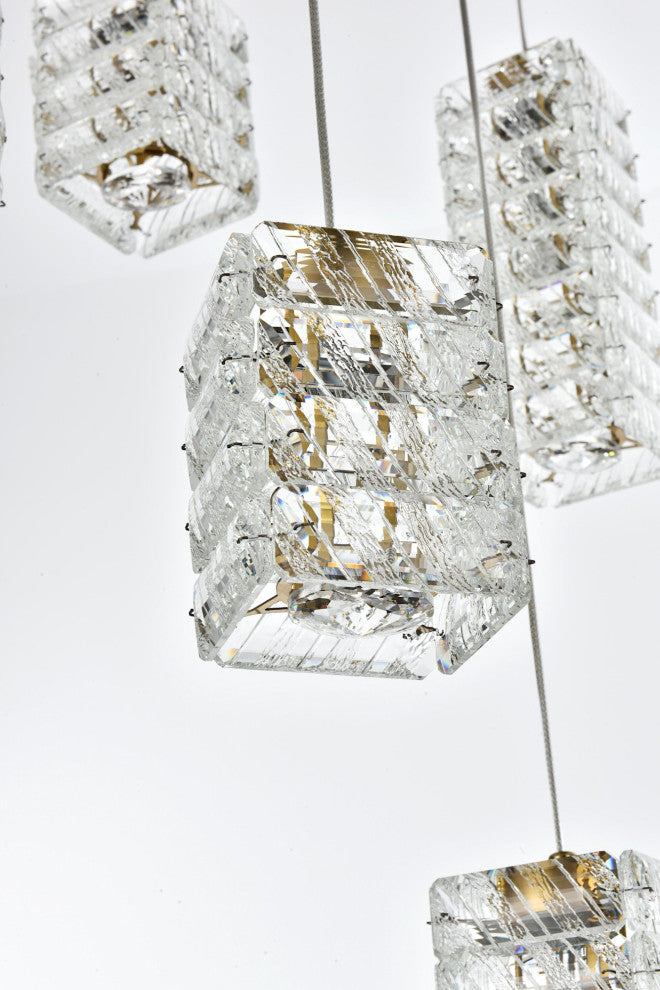 Elegant Lighting 3680D32 Aston 32"W Crystal Multi Light Pendant - Chrome