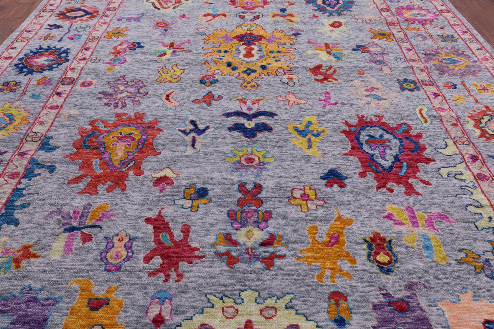 10' 3" X 13' 9" Hand Knotted Turkish Oushak Wool Rug - Q14790