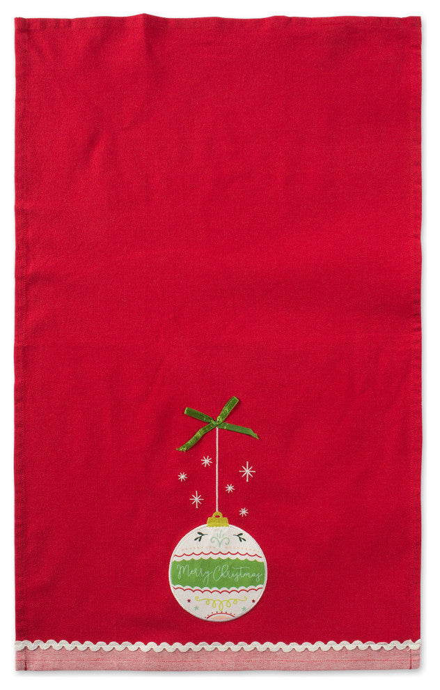 Assorted Holiday Ornaments Embellished Dishtowel, Set Of 3