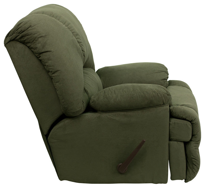 Contemporary Glacier Olive Microfiber Chaise Rocker Recliner