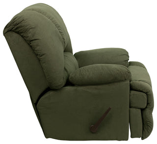 Contemporary Glacier Olive Microfiber Chaise Rocker Recliner