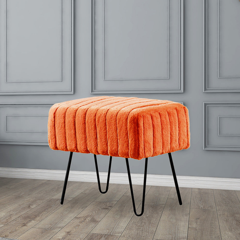 Serenta Super Mink Ottoman, Burnt Orange, 19''x13''x17''
