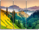 "Brightly Green and Blue Mountains" Metal Wall Art, 3 Panels, 36"x28"