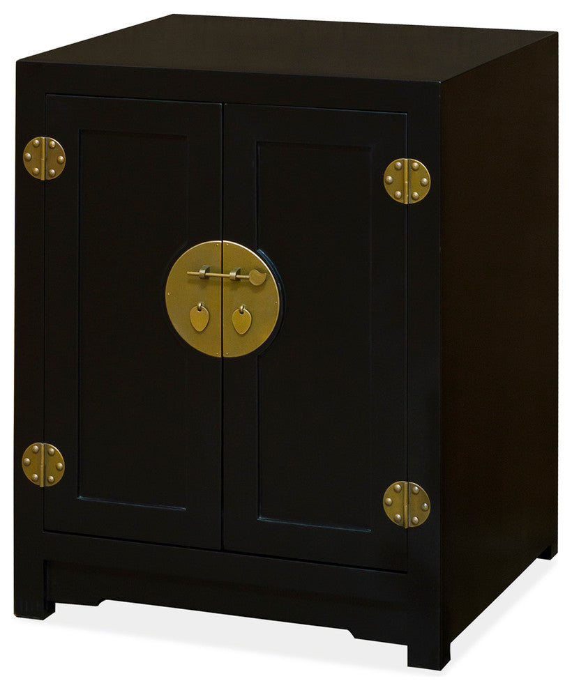 Elmwood Chinese Ming Vanity Cabinet, Black, With Bowl and Faucet