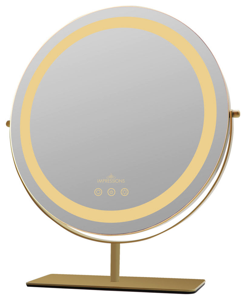 Aura Tri Tone LED Makeup Mirror, Gold