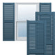 Standard Cathedral 2-Equal Louver Shutters, Classic Blue, 12"Wx43"H