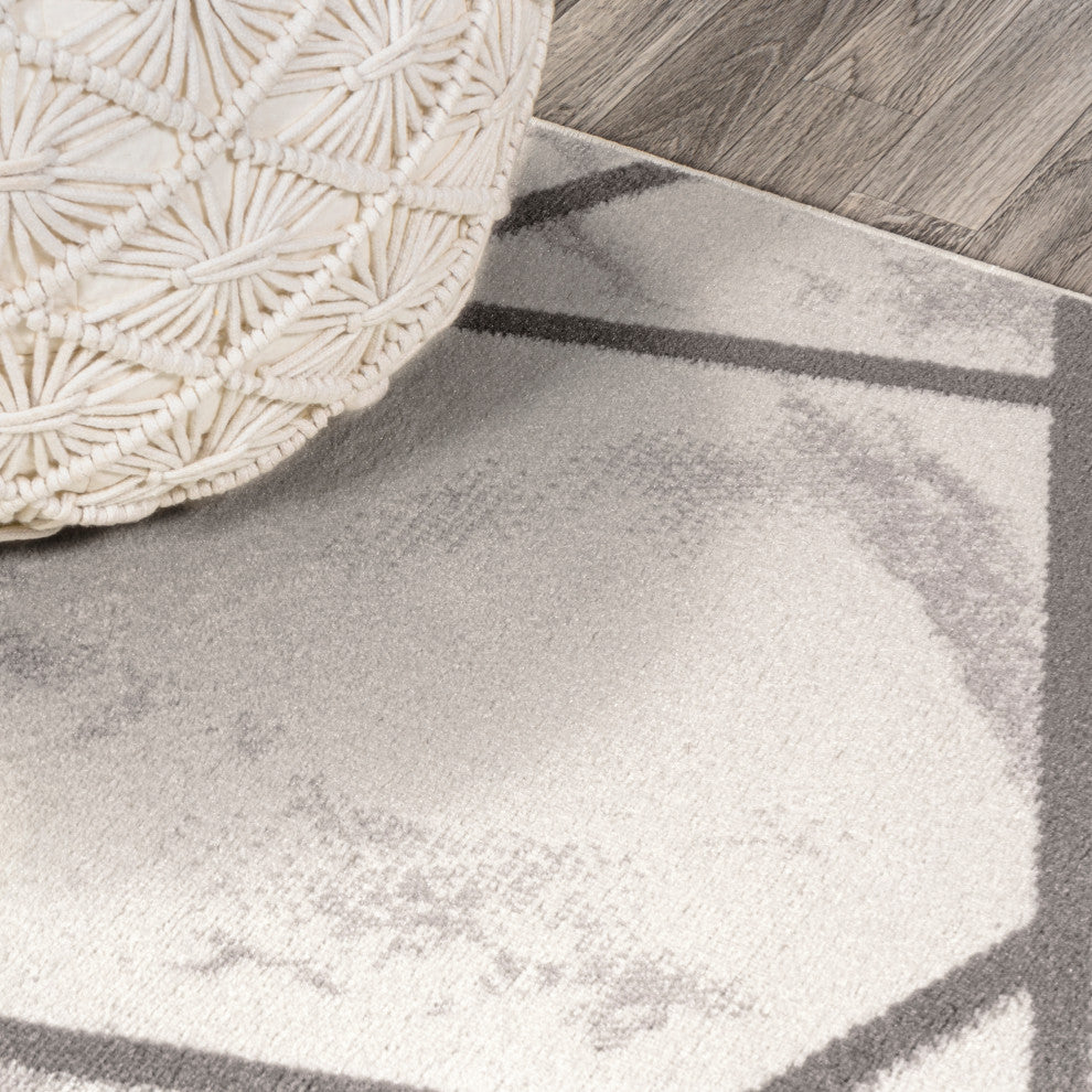 Patras Modern Geometric Marbled Ivory/Gray 8'x10' Area Rug