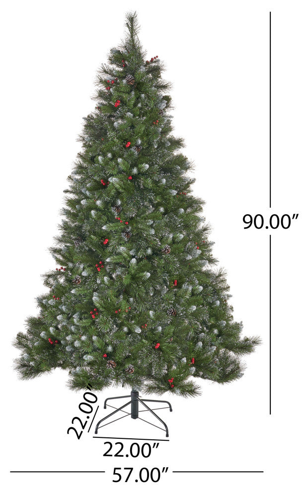 7.5' Mixed Spruce Artificial Christmas Tree, Pre-Lit Clear