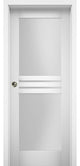 Sliding Pocket Door Opaque Glass 4 Lites / Mela 7222 White Silk, 28" X 84"